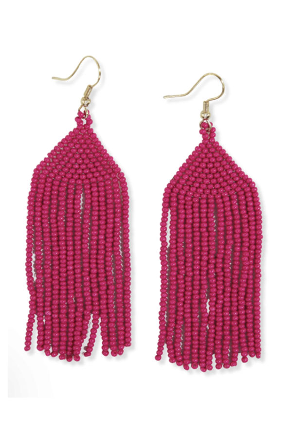 Michele Solid Beaded Fringe Earring - Hot Pink Online Sale