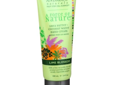 Andalou Naturals Hand Cream - A Force Of Nature Shea Butter Plus Coconut Water - Lime Blossom - 3.4 Oz For Sale