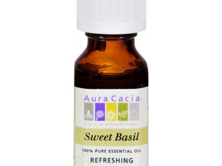 Aura Cacia Pure Essential Oil Sweet Basil - 0.5 Fl Oz Online now