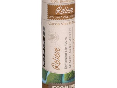 Ecolips Organic Lip Balm - One World Eco Tube - Relieve - Softening - Cocoa Vanilla Nut - .3 Oz - Case Of 15 Sale