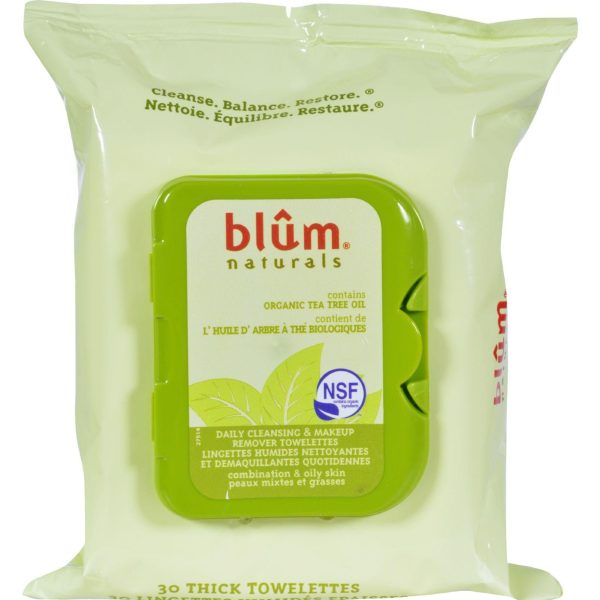 Blum Naturals Organic Tea Tree Oil Towelettes - 30 Towelettes - Case Of 3 Hot on Sale