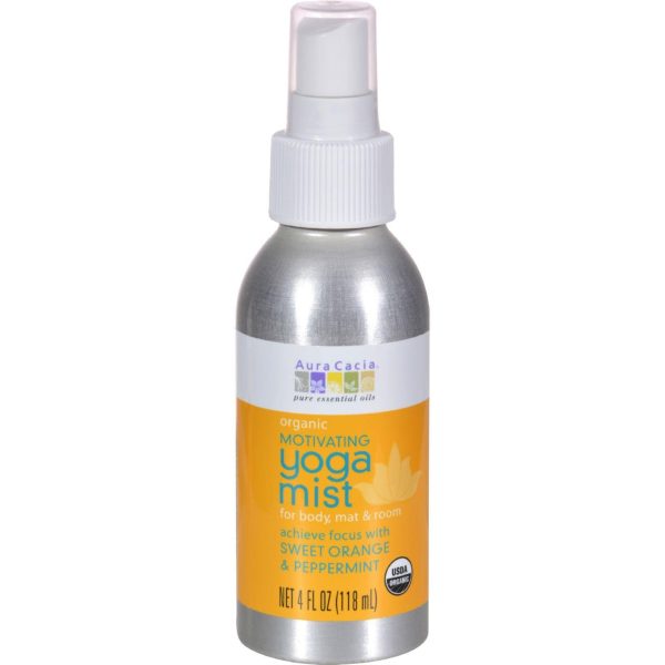 Aura Cacia Organic Yoga Mist - Motivating Sweet Organe And Peppermint - 4 Oz on Sale