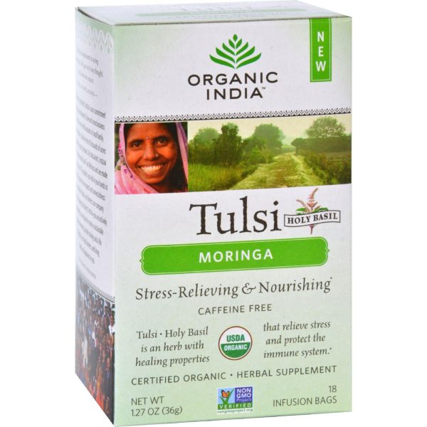 Organic India Tulsi Tea - Organic - Moringa - 18 Tea Bags - 1 Case Supply