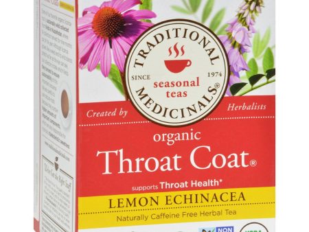 Traditional Medicinals Organic Throat Coat Lemon Echinacea Herbal Tea - Caffeine Free - 16 Bags Discount