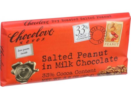 Chocolove Xoxox Premium Chocolate Bar - Milk Chocolate - Salted Peanut - 3.2 Oz Bars - Case Of 12 Fashion