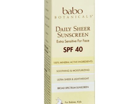 Babo Botanicals Sunscreen - Daily Sheer - Spf 40 - 1.7 Oz Online Hot Sale