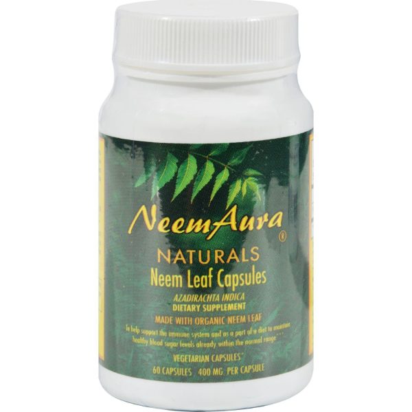 Neem Aura Organic Neem Leaf - 60 Vegetarian Capsules For Sale