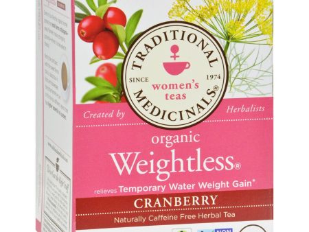 Traditional Medicinals Organic Weightless Cranberry Herbal Tea - Caffeine Free - 16 Bags Hot on Sale