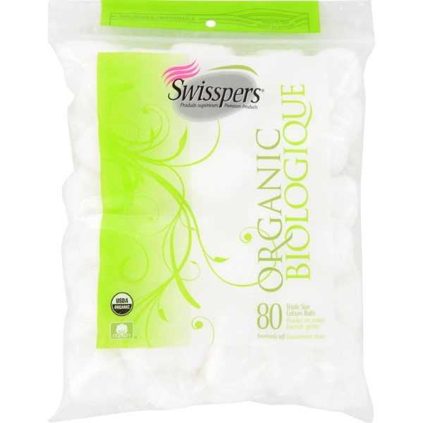 Swisspers Organic Triple Size Cotton Balls - 80 Pack Online now