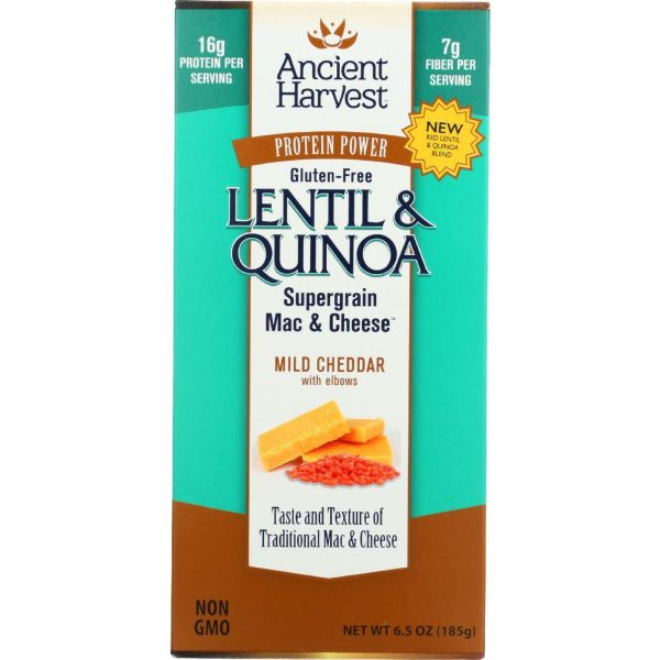 Ancient Harvest Mac And Cheese - Supergrain - Lentil And Quinoa - Mild Cheddar With Elbows - Gluten Free - 6.5 Oz - Case Of 6 Fashion