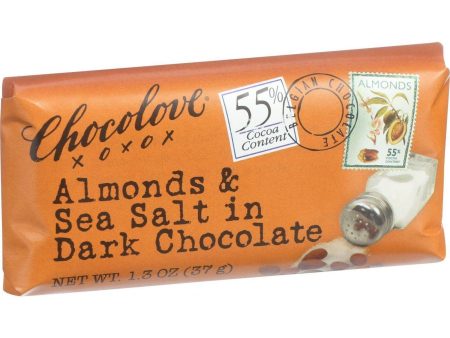 Chocolove Xoxox Premium Chocolate Bar - Dark Chocolate - Almonds And Sea Salt - Mini 1.3 Oz Bars - Case Of 12 Fashion