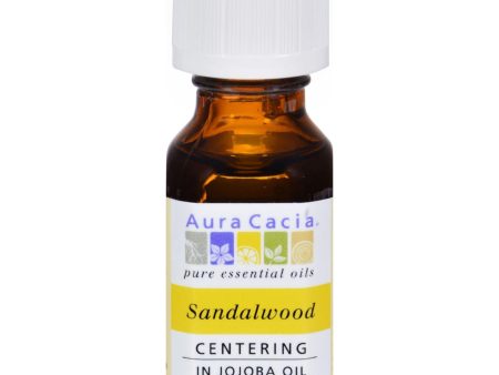 Aura Cacia Precious Essentials Sandalwood Blended With Jojoba Oil - 0.5 Fl Oz Hot on Sale