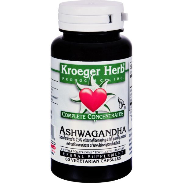 Kroeger Herb Ashwagandha - Complete Concentrate - 60 Vegetarian Capsules Online now