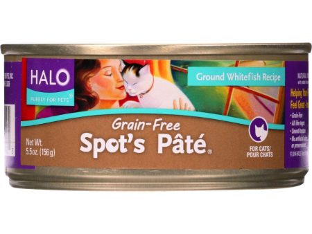 Halo Purely For Pets Cat Food - Spots Pate - Ground Whitefish - Grain-free - 5.5 Oz - Case Of 12 Online Hot Sale