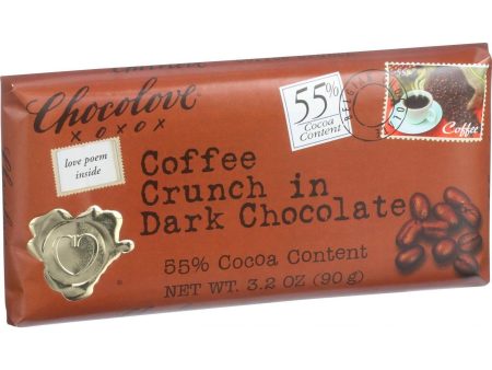 Chocolove Xoxox Premium Chocolate Bar - Dark Chocolate - Coffee Crunch - 3.2 Oz Bars - Case Of 12 For Discount