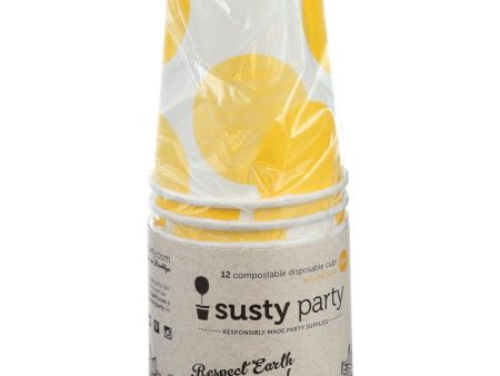 Susty Party Cups - Compostable - 10 Oz - Yellow - 12 Count - Case Of 4 Online now