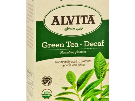 Alvita Organic Green Tea Herbal Supplement - Decaf - 24 Tea Bags on Sale