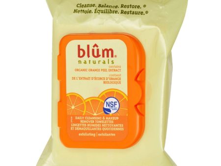 Blum Naturals Exfoliating Daily Cleansing Towelettes With Orange Peel - 30 Towelettes - Case Of 3 For Discount