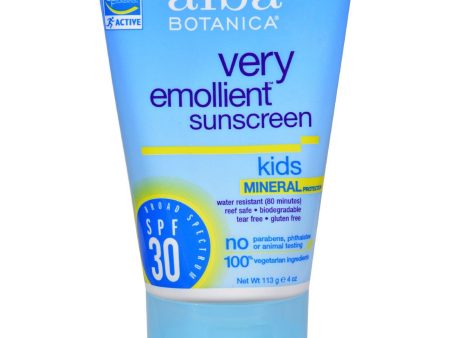 Alba Botanica Very Emollient Natural Sun Block Mineral Protection Kids Spf 30 - 4 Oz Discount