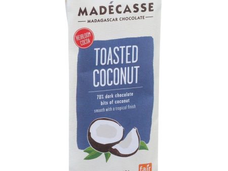 Madecasse Chocolate Bars - 63 Percent Dark Chocolate - Toasted Coconut - 2.64 Oz Bars - Case Of 10 For Sale