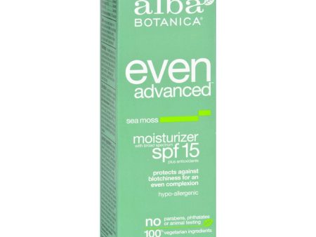 Alba Botanica Even Advanced Natural Moisturizer Sea Moss Spf 15 - 2 Fl Oz Hot on Sale