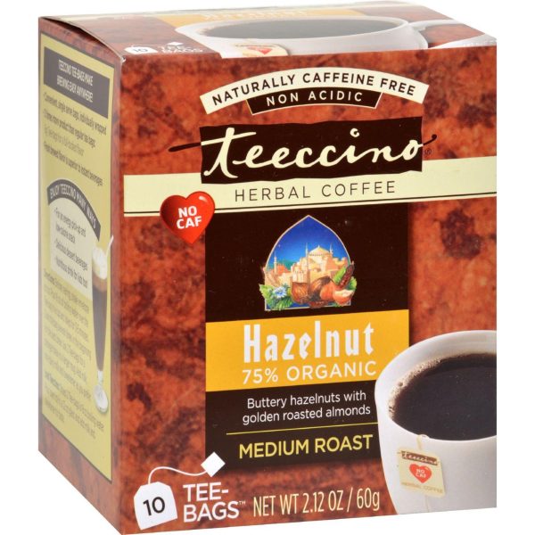 Teeccino Herbal Coffee Hazelnut - 10 Tea Bags - Case Of 6 Supply