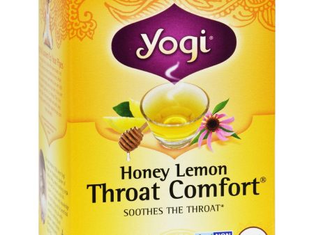 Yogi Throat Comfort Herbal Tea Caffeine Free Honey Lemon - 16 Tea Bags - Case Of 6 Fashion