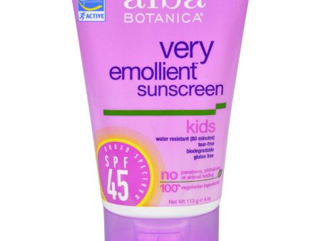 Alba Botanica Natural Very Emollient Sunscreen For Kids - Spf 45 - 4 Oz Cheap