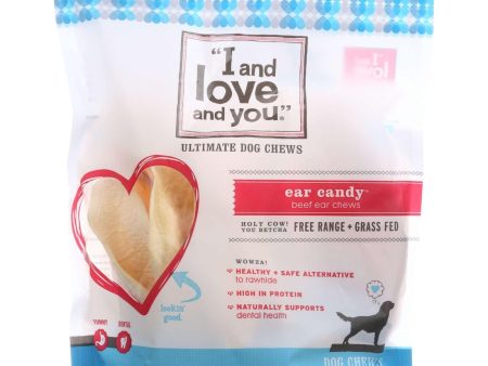 I And Love And You Dog Chews - Ear Candy - Beef Ear - 5 Count - Case Of 6 on Sale