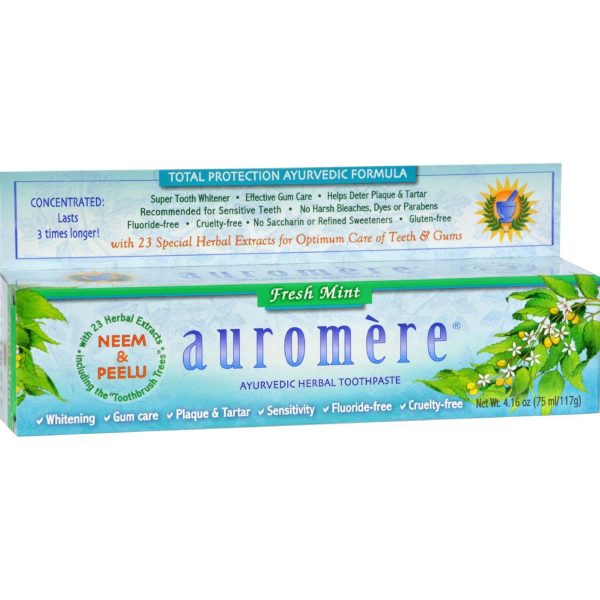 Auromere Toothpaste - Ayurvedic Herbal - Fresh Mint - 4.16 Oz - Case Of 12 Cheap