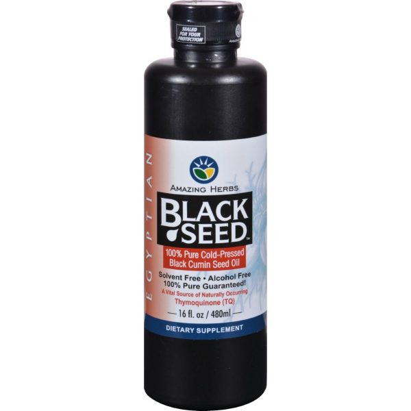 Amazing Herbs Black Seed Oil - Cold Pressd - Egyptian - 16 Fl Oz For Sale