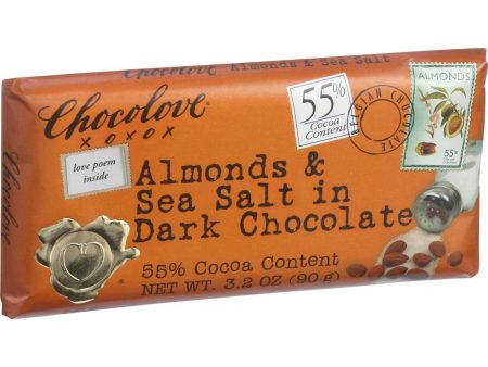 Chocolove Xoxox Premium Chocolate Bar - Dark Chocolate - Almonds And Sea Salt - 3.2 Oz Bars - Case Of 12 Cheap