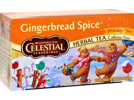 Celestial Seasonings Holiday Herbal Tea - Gingerbread Spice - Caffeine Free - Case Of 6 - 20 Bags Online Sale