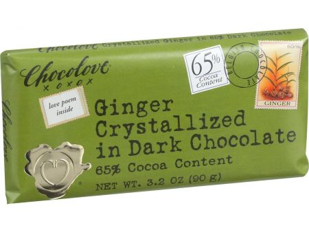 Chocolove Xoxox Premium Chocolate Bar - Dark Chocolate - Ginger Crystallized - 3.2 Oz Bars - Case Of 12 Online Sale