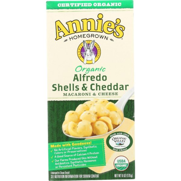 Annies Homegrown Macaroni And Cheese - Organic - Alfredo Shells And Cheddar - 6 Oz - Case Of 12 Discount